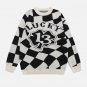 Irregular Plaid Graphic Sweater