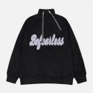 Irregular Zip Up High Collar Sweatshirt