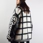 Large Check Embroidery Winter Coat
