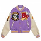 Letter 'B12' Flocked Patchwork Varsity Jacket