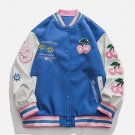 Letter Cherry Flocked Panel Jacket