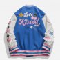Letter Cherry Flocked Panel Jacket