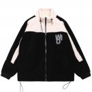 Letter Embroidery Contrast Color Sherpa Jacket