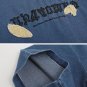 Letter Embroidery Denim Tee