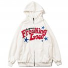 Letter Embroidery Zipper Hoodie