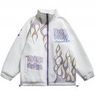 Letter Flame Print Stand Collar Jacket