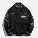 Letter Flocking Print Varsity Jacket