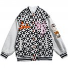Letter Flocking Rhombus Stitching Jacket