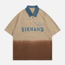 Letter Patchwork Polo Collar Tee