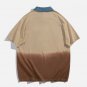 Letter Patchwork Polo Collar Tee