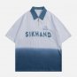 Letter Patchwork Polo Collar Tee