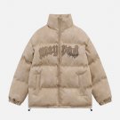 Letter Print Drawstring Winter Coat