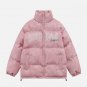 Letter Print Drawstring Winter Coat
