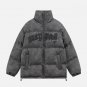 Letter Print Drawstring Winter Coat
