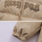 Letter Print Drawstring Winter Coat