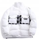 Letter Print Lamb Wool Stitching Puffer Jacket