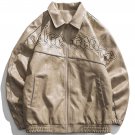 Letter Print Lapel PU Jacket