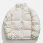 Letter Print Leather Glossy Stand Collar Winter Coat