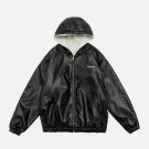 Letter Print Leather Jacket