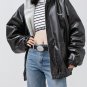 Letter Print Leather Jacket