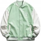 Letter Print Leather Stitching Jacket