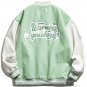 Letter Print Leather Stitching Jacket