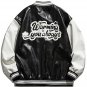 Letter Print Leather Stitching Jacket