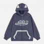 Letter Print Plush Pocket Zip Hoodie