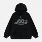 Letter Print Plush Pocket Zip Hoodie