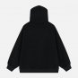 Letter Print Plush Pocket Zip Hoodie