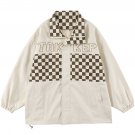 Letter Print Stitching Checkerboard Jacket