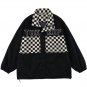 Letter Print Stitching Checkerboard Jacket