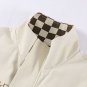 Letter Print Stitching Checkerboard Jacket