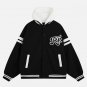 Letter Stripe Panel Hoodie Jacket
