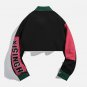Lettering Embroidery Patchwork Regular Jackets