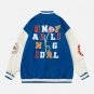 Letters Flocking Print Varsity Jacket