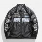Locomotives Embroidery PU Winter Coat