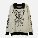 Love Embroidery Polo Collar Sweater