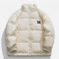 M Patch Embroidery Solid Leather Jacket