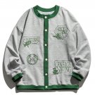 Medallion Letter Embroidered Button Sweatshirt