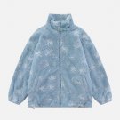 Mesh 3D Floral Plush Winter Coat
