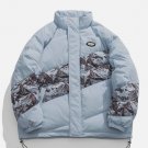 Mountain Print Patchwork Winter Coat