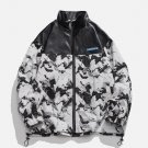 Mountain Texture Pattern Panel Leather Jacket