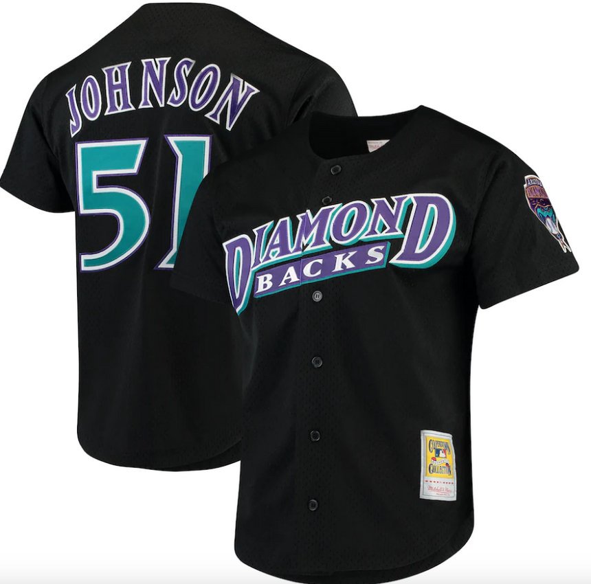 Men's Arizona Diamondbacks Randy Johnson Mitchell & Ness Black Cooperstown Collection Batting Practi