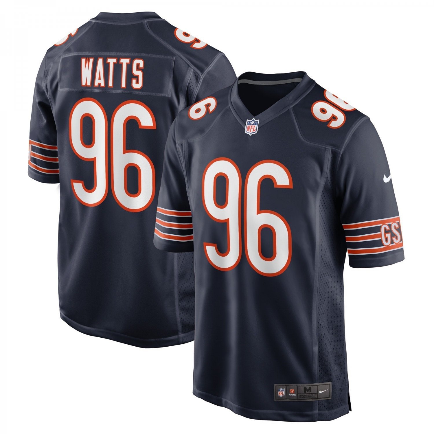 Men's Armon Watts Navy Chicago Bears Game Player Jersey