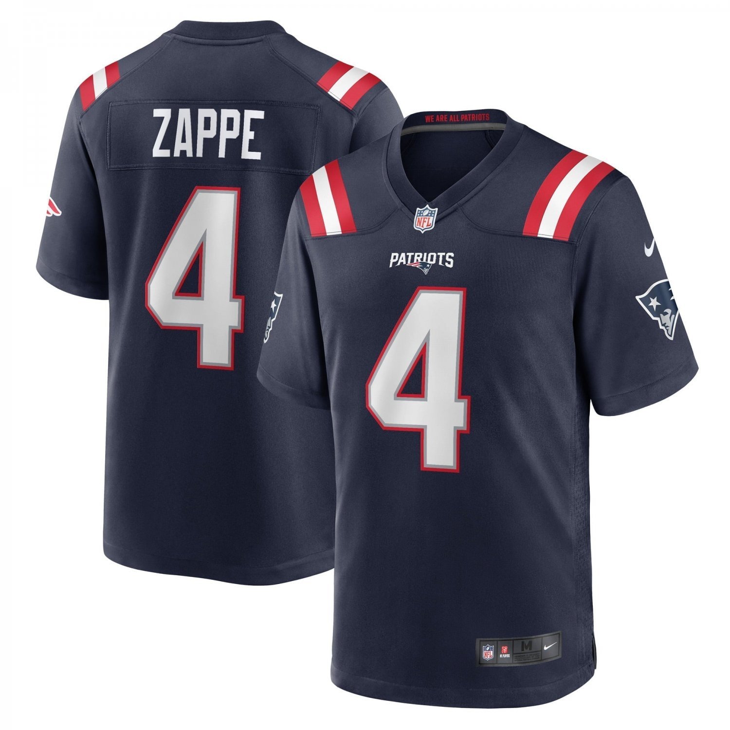 Men's Bailey Zappe Navy New England Patriots Game Player Jersey