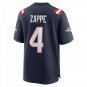 Men's Bailey Zappe Navy New England Patriots Game Player Jersey