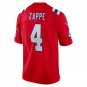 Men's Bailey Zappe Red New England Patriots Alternate Game Player Jersey