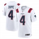 Men's Bailey Zappe White New England Patriots Game Player Jersey