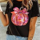 Black Bow Pumpkin Graphic Crewneck Thanksgiving T Shirt Black Bow Pumpkin Graphic Crewneck Thanksgiving T Shirt